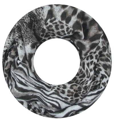 Majea Damen Loop Schal Schlauchschal Halstuch (880020) (schwarz 9)