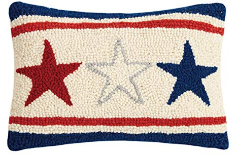 Peking Handicraft Americana Stars Hook Pillow, Red/Blue/White