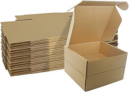 Klein Versandkartons, 150x150x50mm Maxibriefkartons für Postversand, Versandtaschen Warensendung, Braune Verpackungskartons für Geschäft, Aufbewahrung oder Geschenkbox, aus Wellpappe(10 Stück)