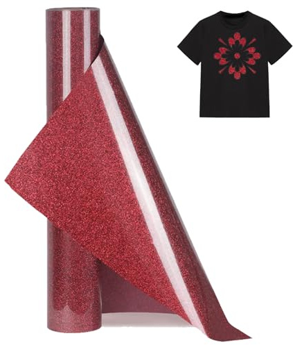Youery Plotterfolie textil, 30 cm x 150 cm flexfolie för cricut och silhuett Cameo, används i textilier överföringsfolie för strykning för gör-det-själv t-shirt, tyger (blinkande rött )