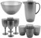 Cambridge COMBO-8597 Fete Party-Set mit Krug - Trink- und Weingläsern und Schüssel, Diamant-Design, 10-teilig, BPA-frei, für den Einsatz im Freien, Garten, fürs Ferienhaus und Campen, grau
