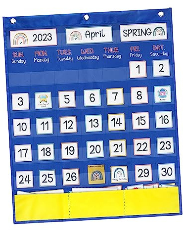 Colcolo Calendario Gráfico de Bolsillo Calendario para Calendario Educación Suministros de Aprendizaje temprano Tarjeta