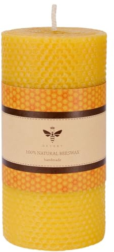 DEYBBY 3Ă6 in Yellow Natural Beeswax Pillar Candle