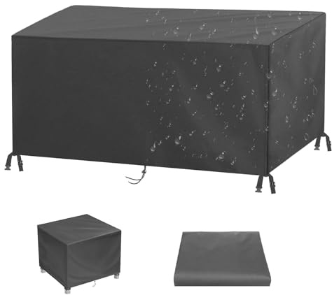 Piccola copertura quadrata per tavolo esterno impermeabile 170 x 130 x 90 cm/LxPxA Coperture per mobili da giardino 600D Anti-UV Set di mobili Copertura protettiva Antivento Anti-UV Rattan Divano