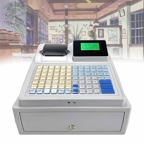 Registrierkasse, 81 Tasten, elektronische Registrierkasse für Kleinunternehmen, 8 digitale LED-Anzeigen mit Schublade, für Einzelhandel und Gastronomie