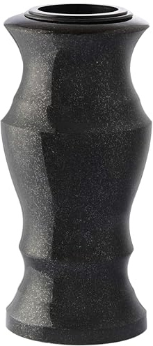 NOVECRAFTO Granite Memorial Vase for Graves, Black Stone, Flower Holder | Tall heavy construction for fresh or artificial flowers; stable cemetery tribute for graveside, garden and home display