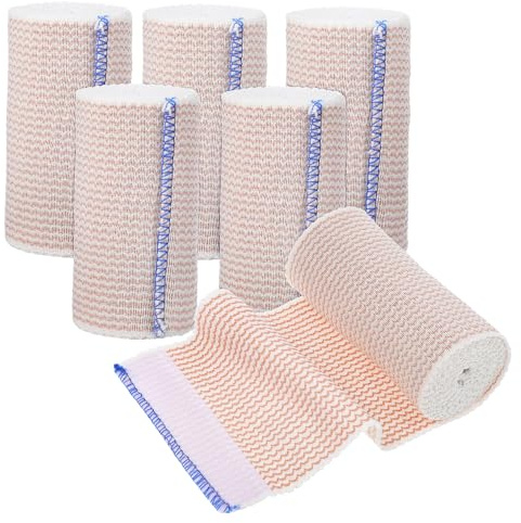 LOORGVEL 6 Rolls Striped Elastic Wraps for Ankle Wrist Knee Sports Protection Soft Skin Friendly Material for Wound Dressing and Compression