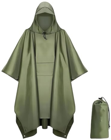 KOSLEOW Poncho Pluie Imperméable Adulte avec Capuche, 3 en 1 Cape de Pluie Réutilisable Léger pour Randonnée, Camping, Vélo, Moto Impermeable Homme Femme, Sac de Rangement Inclus