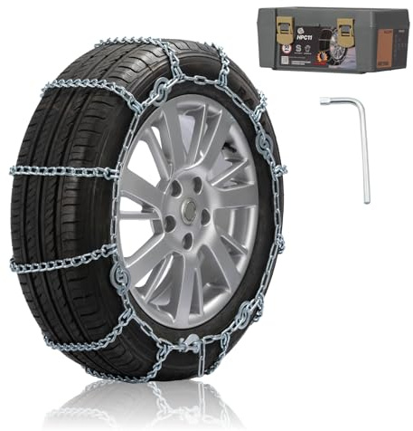 Snow Chains for Pickup Trucks, SUVs, Light Trucks, Heavy Duty Quick Fit & Easy Installation, Reusable Emergency CAM Tightener Tire Traction Chain, Set of 2 (HPC1134)