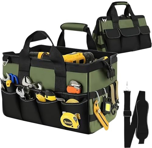 Borsa Porta Attrezzi Professionale, Borsa Porta Attrezzi per Elettricisti con 21 Scomparti Impermeabile, Grande Capacità 40 cm/16 in Poliestere 600D, Tracolla Regolabile