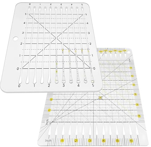 Packool 2 PCS Acrylic Quilt Cut Rulers, Quilt Cut Template Set, Clear Sewing Grid Rulers for Fabric Quilting and Craft Cutting, Acrylic Patchwork Cutting Guide, 2 Sizes