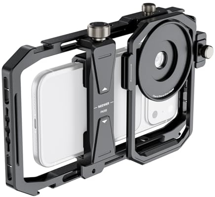 NEEWER Stabilizzatore universale per gabbia del telefono con anello adattatore per filtro obiettivo da 17 mm a 37 mm e 67 mm, compatibile con iPhone, Android, Samsung, per registrazione video