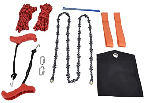 Sierra de Mano con Cuerda, Sierra de Cadena Plegable de 53 Pulgadas, Dientes en Ambos Lados - Ligera y Portátil, Mango Ergonómico, Para Jardinería y Camping