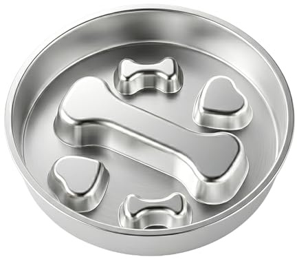 Cotabacuco Bol antidérapant pour Chiens en Acier Inoxydable, Alimentation Lente Contre l'avalement et Le vomissement, Grand Volume pour Chiens et Chats, Inoxydable et de qualité Alimentaire, Design