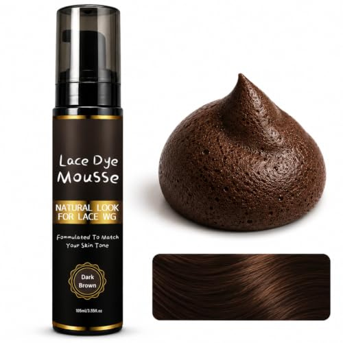 Brown Lace Tint Mousse for Wigs & Hair Extensions, Lace Tint Spray for Wigs | Dark, Long-Lasting Natural & Invisible Coverage, Quick-Drying Matte Finish, Alcohol-Free Formula, Pump for Easy Application