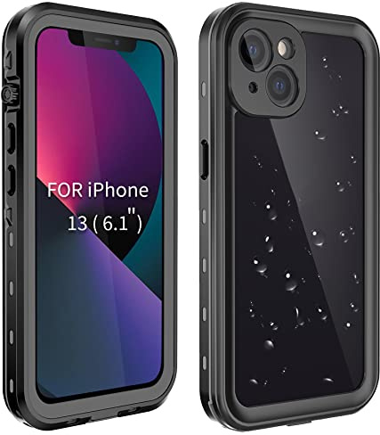 BDIG Hülle iPhone 13 Wasserdicht, 360 Grad Rundum Schutz mit Eingebautem Displayschutz Outdoor TPU Transparent Bumper IP68 Stoßfest Handyhülle Schutzhülle Kompatibel mit iPhone 13