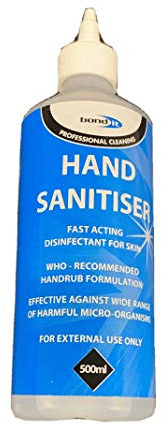 Bond It Hand Sanitiser 70% Alcohol | Anti-Bacterial Hand Hygiene Sanitiser Gel Rub Kills 99.9% Germs Instantly, Fast Acting Surface Disinfectant - 500ml