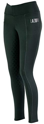 Lazura - Winter-Reitleggings für Kinder Lisa | Thermo-Leggings zum Reiten | mit Silikon-Vollbesatz & Handytasche | atmungsaktive Winter-Reithose | Mädchen Reitbekleidung in grün | Größe 176