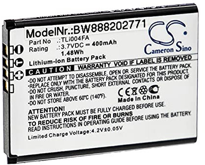 vhbw Akku Ersatz für Alcatel TLi004FA für Handy Smartphone Telefon (400mAh, 3,7V, Li-Ion)