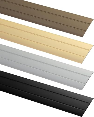 ALPENSTAHL Seuil de Porte Barre Autocollant | Longueur 90 cm, Largeur 37 mm | 1 Pièce - Profil Transition Sol | Aluminium Bronze | Rail de sol plat pour planchers, stratifiés | Moulure à coller