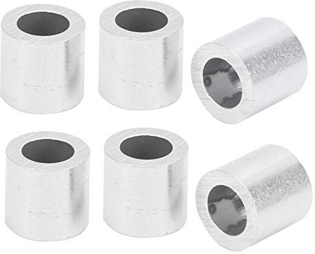 KOSDFOGE Aluminium-Crimphülsen, Einloch-Rund-Aluminium-Crimpringhülse, 100 Stück Crimp-Schlaufenhülse, Aluminium-Rundloch, M6-Stahldrahtseil