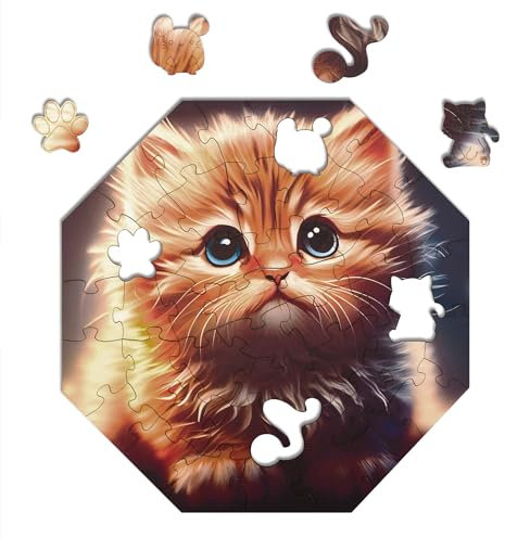 Milliwood Puzzles en Bois de 46 pièces – Chat Cali – Puzzles pour Enfants de 4 Ans – Puzzles en Bois pour Adultes – Puzzle d'animaux pour Enfants – Puzzle pour Adultes – 29 x 29 cm