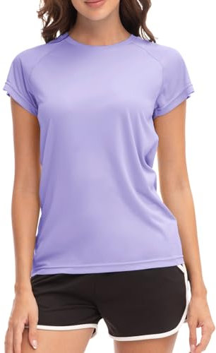 MEETWEE Damen Surf Shirt Rash Guard UV Shirts Schwimmen Tankini UPF 50+ Kurzarm Badeshirt Bademode Shirt