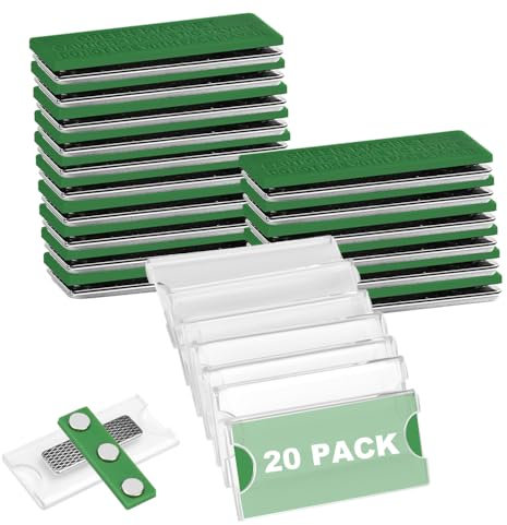 SLTAXAR 20 Stück Magnetisch Namensschilder Magnet Selbstklebende Magnetschilder Namensschild Halter mit 3-Punkt Magnet Schilder Namensschilder Kleidung Ausweishalter für Ausweishüllen Beschriften