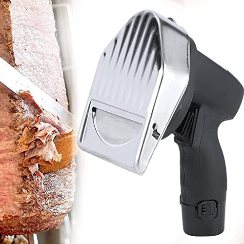 Coltello Kebab Professionale, Affettatrice Elettrica Doner Kebab, Tagliacarne Commerciale in Acciaio Inossidabile 304 Manuale, Spessore Regolabile da 0 a 8 mm per Barbecue da Ristorante, con Filo