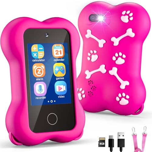 TERRAMUS Giocattoli per bambini, 2,8 pollici, touch screen HD, doppia fotocamera, giocattolo per bambini, telefono cellulare con lettore musicale MP3, giochi, telefono giocattolo apprendimento con