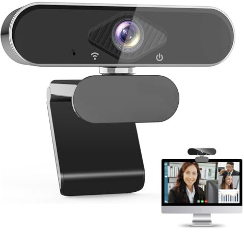 USB Webcam, 1080P Full HD Web Camera with Microphone, Plug and Play, Auto Light Correction, 360° Rotation, USB Streaming Webcam for PC, Laptop, MAC, Online Classes, Video Calling, Conference, Gaming