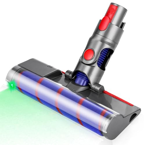 Elektrische Bürste kompatibel für Dyson V7, V8, V10, V11, V15, Zubehör Bodenbürste mit Direktantrieb, Frontlichter LED-Leuchten Design, Turbobürste mit Schnellspanner, für Hartboden und Teppiche