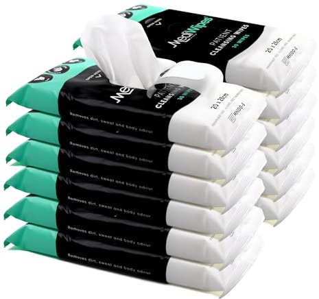 MediWipes Body Cleansing Wet Wipes - Pack of 360 - Enriched with Aloe Vera Wet Wipes - Fragrance-Free & Alcohol-Free, Safe, Plastic-Free & Paraben-Free for Home & Healthcare Use (20 x 28 cm)