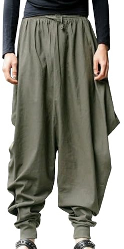 Baggy byxor män avslappnad passform haremsbyxor ledig stretchig midja dragsko hippie baggy träningsbyxor