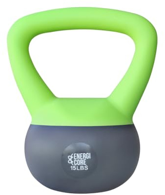 ENERGI CORE 15 LB Soft Kettlebell - Sand Filled Weight for Home Gym Workouts & Strength Training - 15lb Portable Exercise Kettle Bell for Women & Men