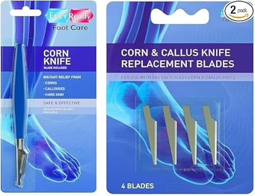 Ever Ready Corn & Callus Remover Kit with 4 Extra Blades | Foot Care Tool for Hard, Dry & Cracked Heels | Pedicure Tool for Smooth & Healthy Feet | Instant Relief