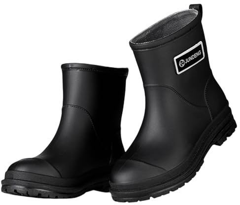 Stivali corti da donna in gomma semi-alti, antiscivolo, impermeabili, comodi, suola spessa, ammortizzanti, per esterni, fango, giardino, 36-40, Nero , 40 EU