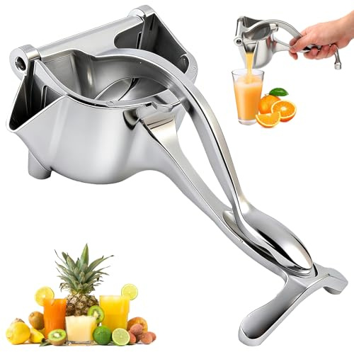 Manual Juicer, Hand Press Lemon Squeezer & Citrus Press - Upgrade Aluminum Alloy Fresh Fruit Juice Extractor, Ergonomic Grip Heavy Duty Manual Juicer, Effortless & Easy to Clean Kitchen Tool (Silver)
