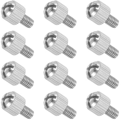 QUARKZMAN 12 st M4 x 6 mm fjärilsskruvar för datorhölje, förnicklad kolstål, räfflad, räfflad för datorskydd, moderkort, fläkt (silver)