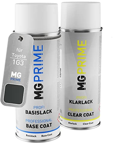MG PRIME Vernice per auto Kit di bombolette a spruzzo per Toyota 1G3 Magnetic Grey Metallic/Graphite Metallic Bomboletta spray da 400ml di vernice di base vernice trasparente