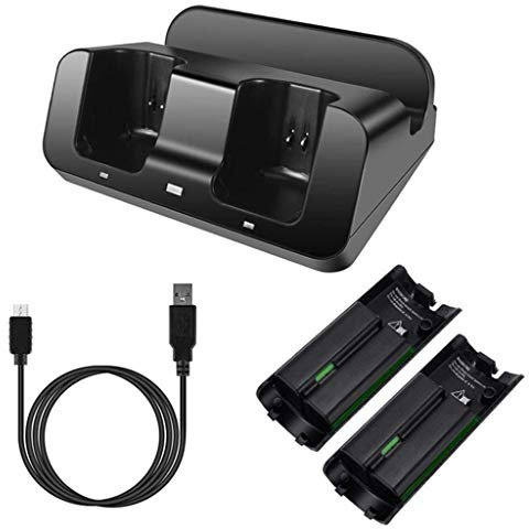 geneic Ladestation Dock Ständer Ladegerät für Wii Remote Controller für Wii U Gamepad mit Batterien und USB-Ladekabel