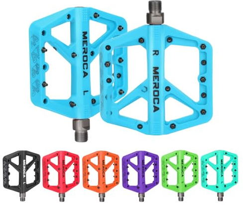 MEROCA Mountain Bike Nylon Pedals, Mountain Bike Pedals, Non-Slip Lightweight Nylon Fiber Bicycle Pedals (Black)