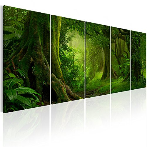 murando Cuadro Acústico Bosque Paisaje 200x80 cm espuma acústica absorbe el sonido aislamiento lienzo de 5 piezas Impresión Artística Decoración de Pared Naturaleza c-B-0294-b-m