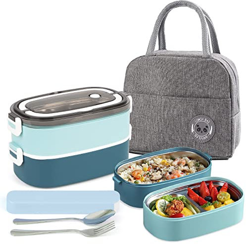 UHAPEER Fiambreras bento, Fiambrera con bolsa, Lunchbox para niños y adultos, Lonchera portátil para microondas para el trabajo, Escuela, Picnic, Viajes