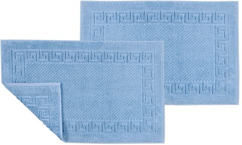 ASTREA TEXTILES Badezimmerteppich – Bodenmatte aus 100 % Baumwolle – Toilettenwäsche (2 Stück) (hellblau)