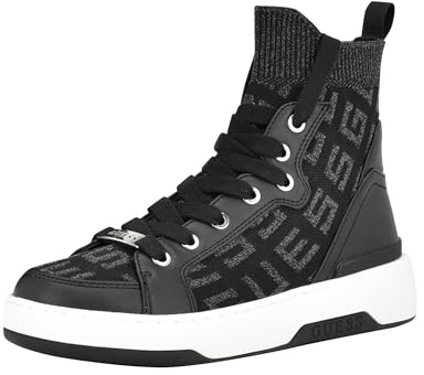 Guess Women's MANNEN Sneaker, Black 001, 7