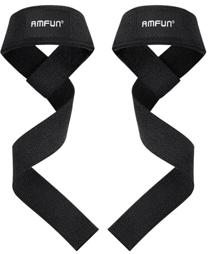 AMFUN 2 st lyftremmar för tyngdlyftning, handledslyftningsremmar grepp band-dödlyftsremmar med neopren dämpad handledsvadderad, perfekt för gymträning marklyft kraftlyftning kroppsbyggande