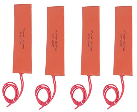 4 Uds Almohadilla Calefactora de Goma de Silicona Estera Calefactora de Silicona Flexible Manta Calefactora de Goma 20W 12V para Tanques de Tuberías de Equipos Industriales