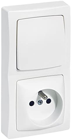 Interrupteur avec 2P+T montage vertical complet Appareillage saillie - blanc