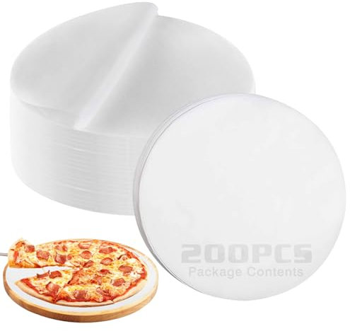 Carta da forno rotonda: WEGREAT 200 fogli da 28 cm, carta da forno, carta antiaderente, teglia da forno, pellicola per pizza, forno, padella, barbecue, friggitrice ad aria
